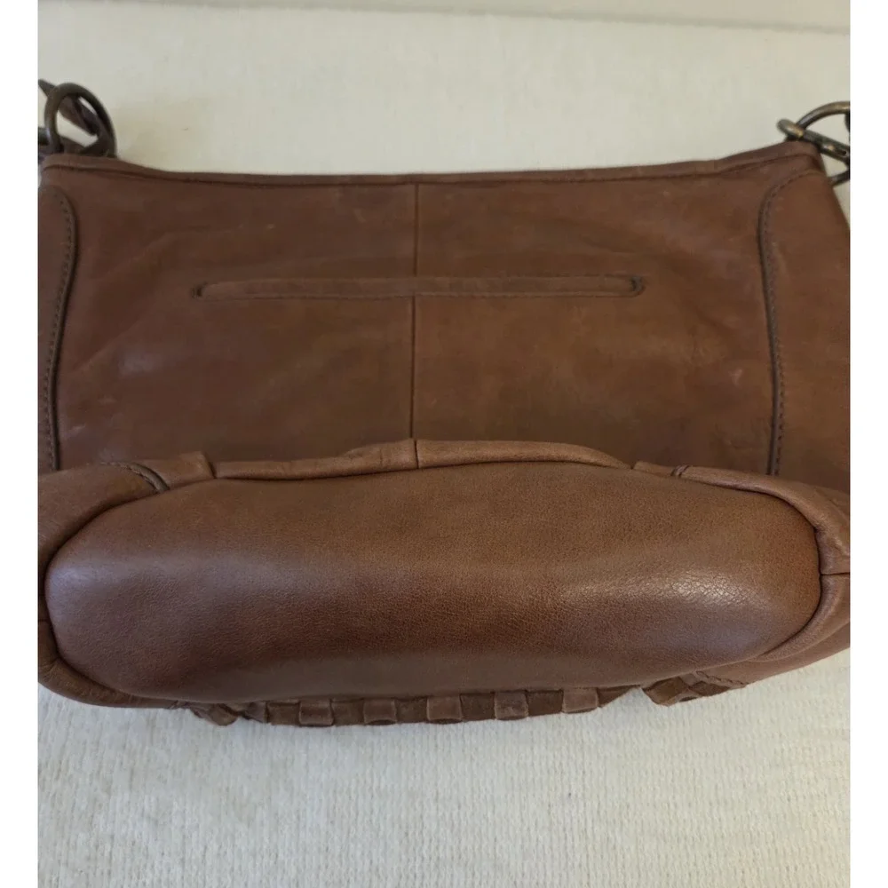 Frye New‎ Oriana Cognac Brown Woven Leather Hobo Shoulder Bag Long Tassel
